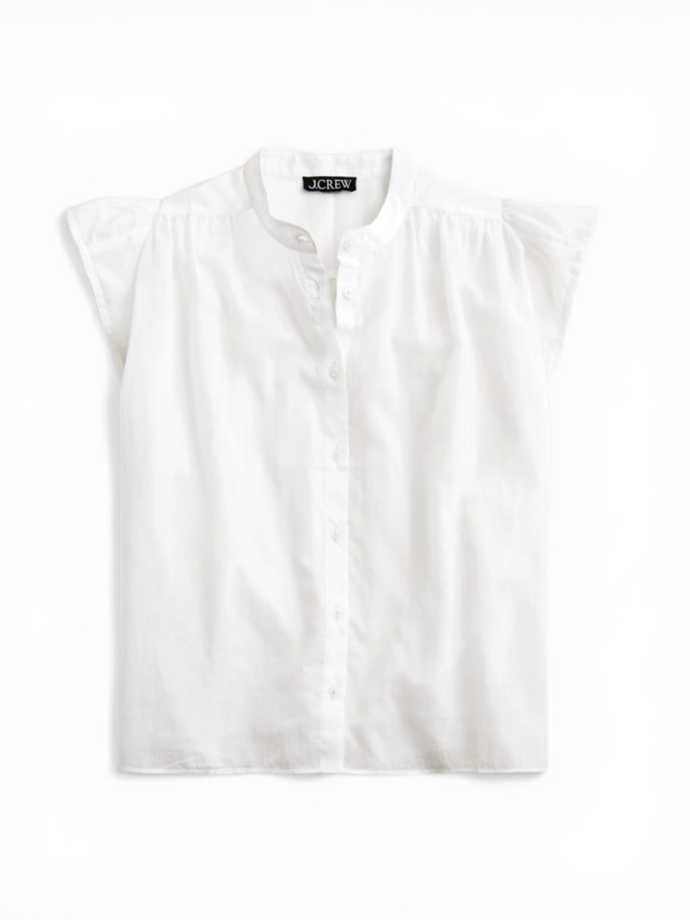 J Crew White Flutter-sleeve button-up shirt in cotton voile Womens Size S